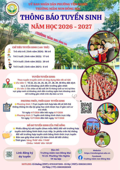 Thông báo tuyển sinh năm học 2026-2027